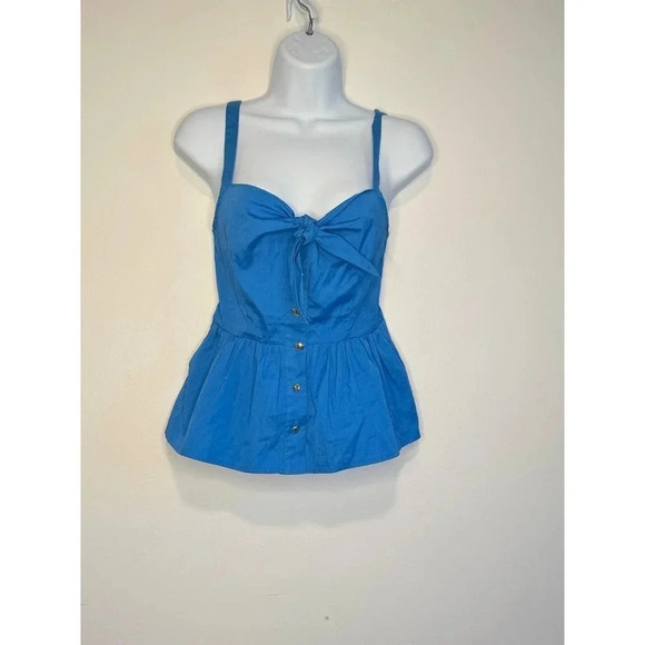 J.Crew Tie-front button-up peplum top in cotton poplin SIZE 00 - Picture 1 of 6